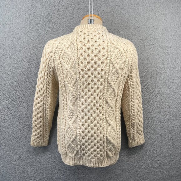 Vintage Mens Irish Fisherman Sweater KAM Knitwear Aran Hand Knits Wool 42 Medium - Picture 3 of 14
